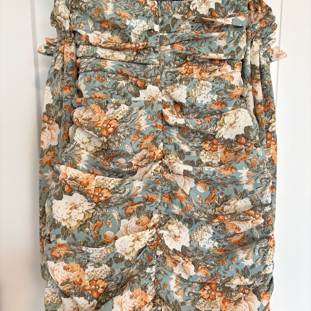 Hello Molly Basque Sage Floral Ruched Mini Dress Size Small - Picture 10 of 14